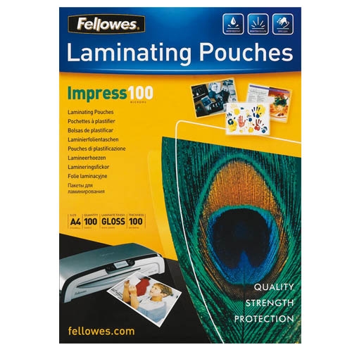 Плівка для ламінування глянцева А4 Fellowes 100мкм (100шт/пак) - Фото 1