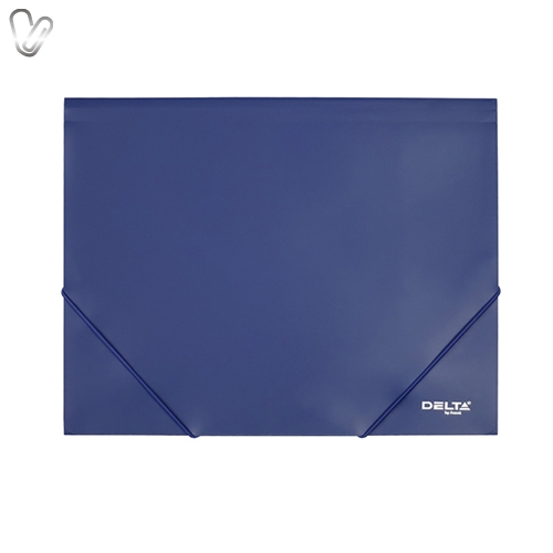 Папка на гумках пласт. А4 Delta непрозор. синя - Фото 1