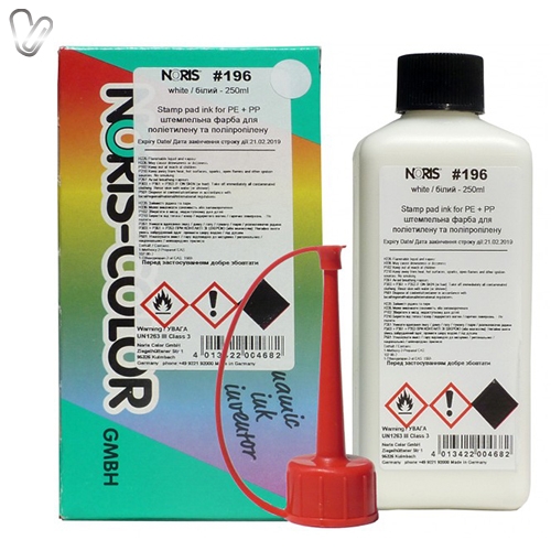 Фарба штемпельна для пластику та поліетилену 250мл NORIS-COLOR 196 біла - Фото 1