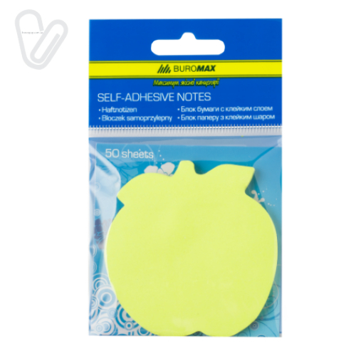 Клейкий папір д/запису 50л ЯБЛУКО неон асорті  - Фото 1