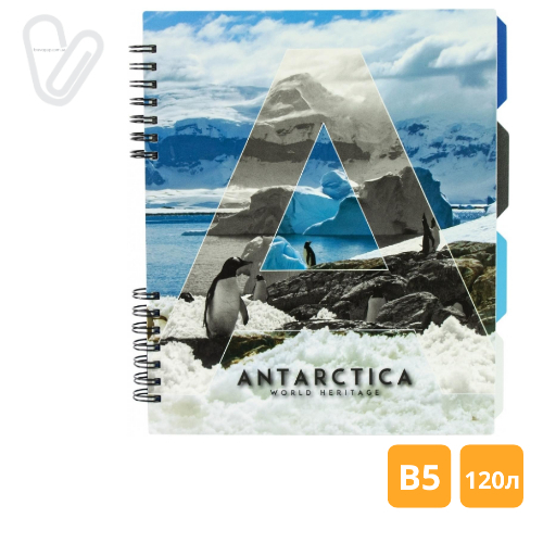 Блокнот В5 120л клітинка пруж. збоку пласт. асорті з розділ. World Heritage - Фото 5