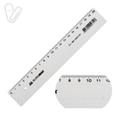 Лінійка пластикова 20 см, прозора - Фото 1