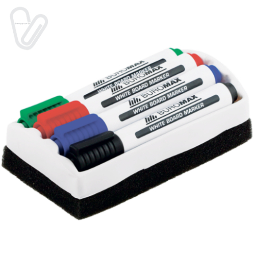 Маркер д/дошки набір BM.8800-84 (4шт) +губка - Фото 1