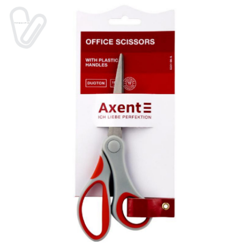 Ножиці 20см з гумовими вставками, сіро-червоний/чорний Duoton  Axent - Фото 2
