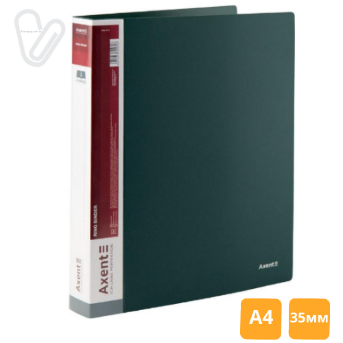 Папка Axent на 4 кільця 35 мм А4 зелена 1208-05 - Фото 1