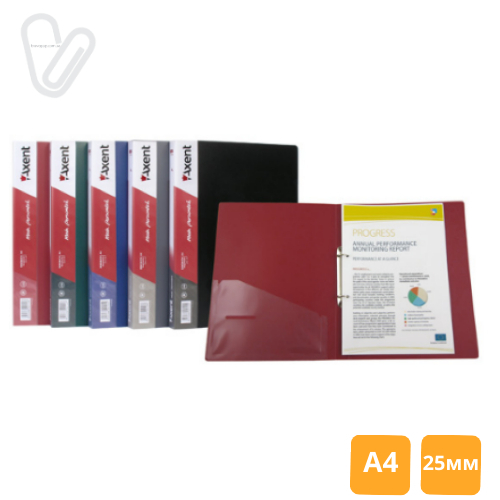 Папка Axent на 2 кільця 25 мм А4 чорна 1207-01-A - Фото 1