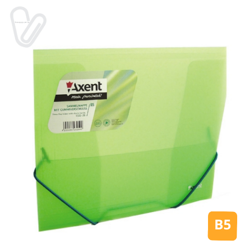 Папка на гумках об'ємна пласт. В5 прозор. зелена, Axent 1505-26-A - Фото 1