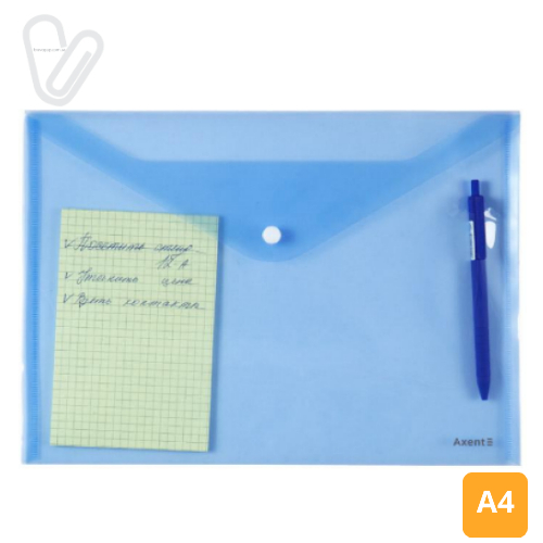 Папка-конверт на кнопці А4 прозор. Axent асорті - Фото 2
