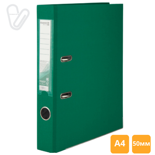 Папка-реєстратор А4 одностор. 5 см, зелена - Фото 1
