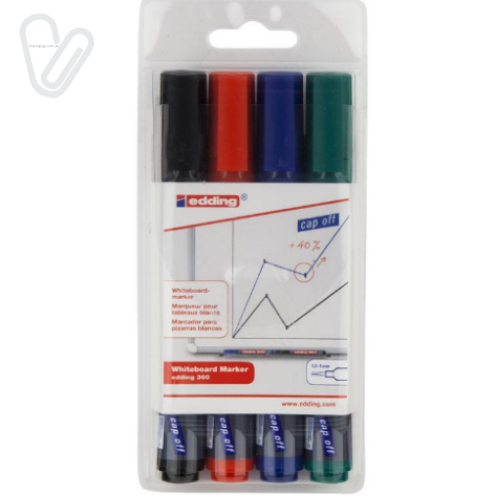 Маркер д/дошки набір Edding 1,5-3мм (4 шт./уп.) Е-360 - Фото 1