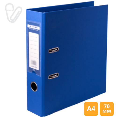 Папка-реєстратор двосторон. 7 cм А4 синя  - Фото 1