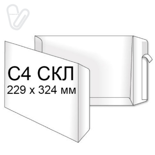 Конверт С4 скл білий 90г/м2 229х324мм бік. клапан (50 шт/уп.) вн. друк - Фото 2