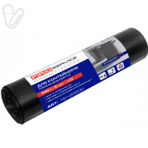 Пакети д/сміття 240л 120*140 чорні МІЦНІ PRO, 5шт - Фото 1