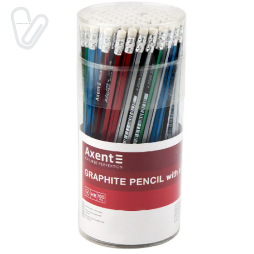 Олівець графітний з гумкою НВ 12 шт Axent 9003/12-a - Фото 2