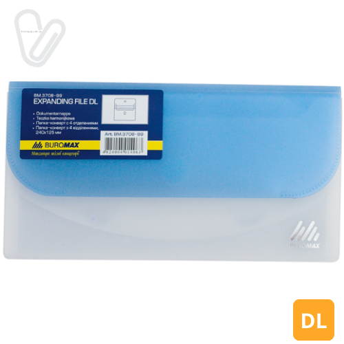 Папка-конверт на 4 від. на липучці DL асорті Buromax - Фото 5