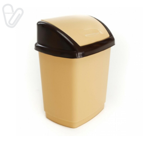 Відро для сміття з поворотною кришкою пласт. беж/корчин.. Домік 9л. - Фото 1