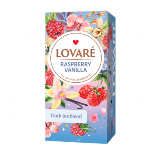 Чай чорний 24 пак. Lovare МАЛИНА_ВАНІЛЬ Малина Пелюстки сафлора - Фото 1