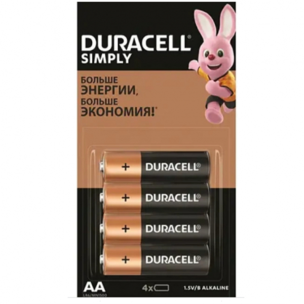 Батарейки АА Duracell Simply LR-06 1.5V (4шт.) - Фото 1