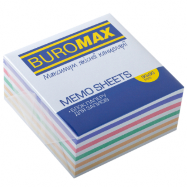 Блок паперу д/заміток 90*90*40 клеєний кольоровий 55 г/м2, ЗЕБРА - Фото 1
