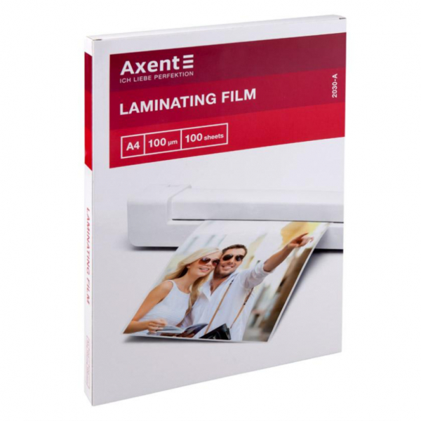 Плівка для ламінування глянцева А4 100мкм AXENT (100шт/пак) - Фото 1