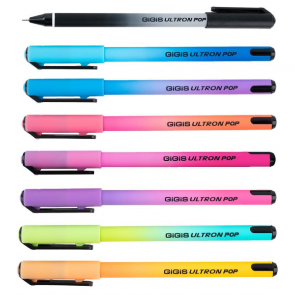 Ручка масляна 0,7 мм 3 км Ultron POP 2х  UNIMAX, синя - Фото 1