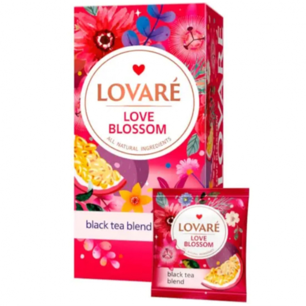 Чай чорний 24 пак. Lovare LOVE BLOSSOM Манго Маракуйя Пелюстки квітів Інжир Суниця - Фото 1