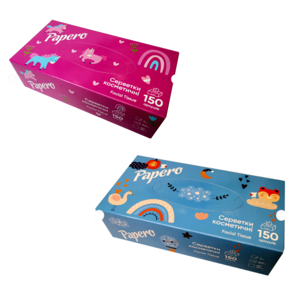 Серветки косметичні 2-шарові в боксі Papero 150 шт. - Фото 1