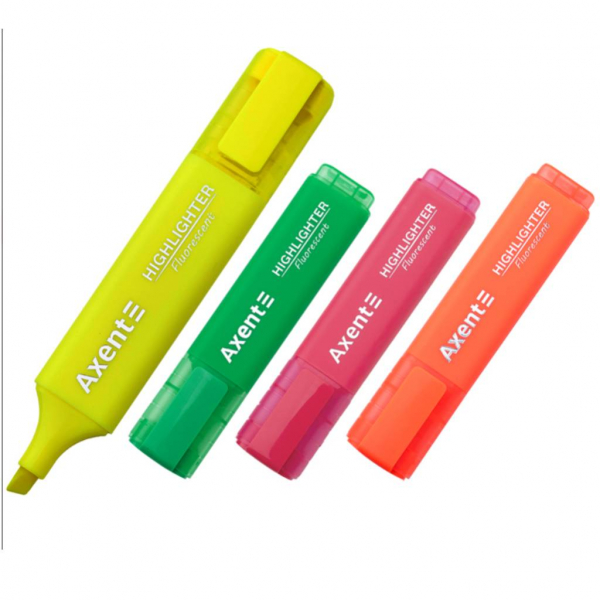 Маркер текст. НАБІР 1-5мм AXENT (4шт.) НЕОН - Фото 1