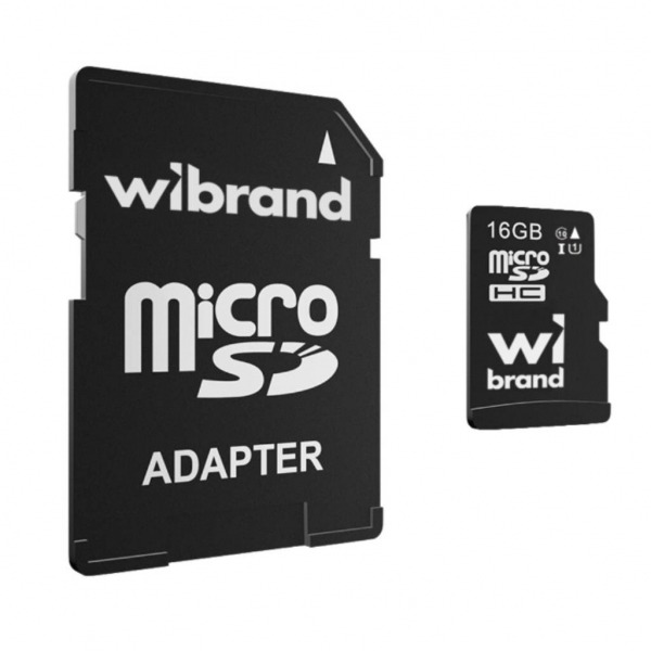 Карта памяти microSDHC (UHS-1) class 10 (adapter SD) Wibrand 16Gb - Фото 1