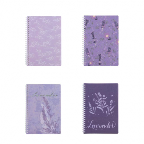 Блокнот пластик. А5 80 арк. пруж. збоку клітинка Axent Lavender  - Фото 1