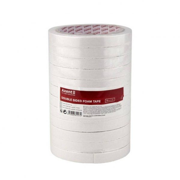 Стрічка клейка двохстороння на пінній основі 12мм х 2м  - Фото 1