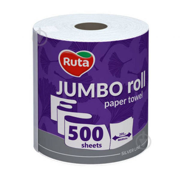 Рушник паперовий 2-шар. білий Ruta JUMBO 1рул (500 відр.) - Фото 1