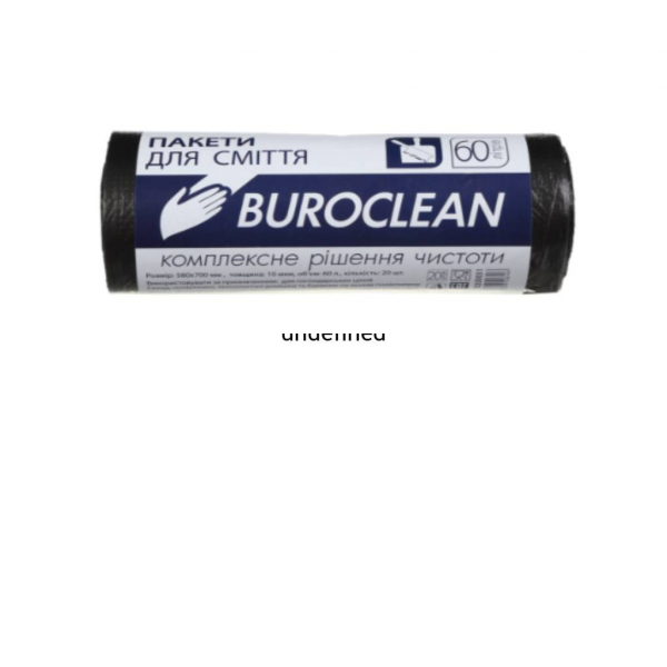 Пакети д/сміття 60л 58*70см чорні (20шт.) BuroClean ECO - Фото 1
