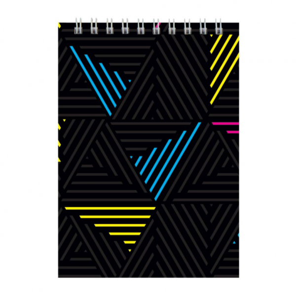 Блокнот А6 48л клітинка пруж. зверху карт. неон - Фото 1