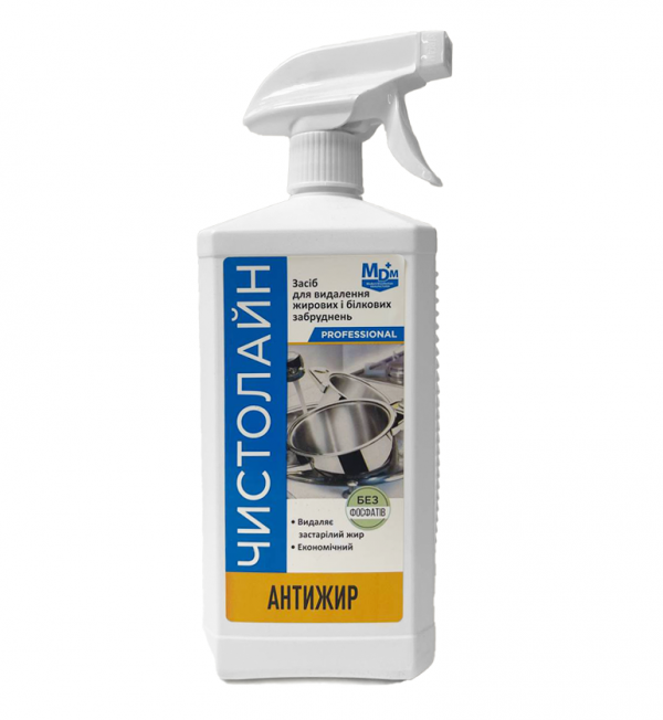 Засіб д/видалення жиру та нагару з розп. Средство д/удаления жира и нагара с расп. Чистолайн Антижир 1л - Фото 1