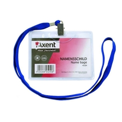 Бейдж горизонт. 113*105мм пластик. зі шнурком Axent 12шт.
