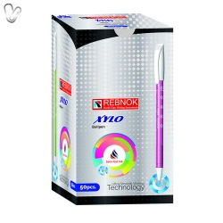 Ручка масляна XYLO синя 0.7мм, корпус ассорті