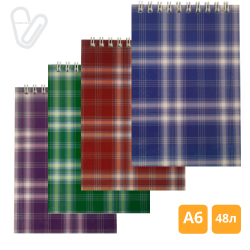 Блокнот А6 48л клітинка пруж. зверху карт. асорті SHOTLANDKA