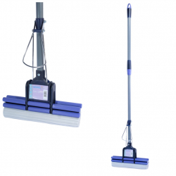 Швабра з віджимом 110 см Ручка телескоп. нержав. сталь, губка м'яка 27 см