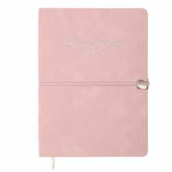 Щоденник датов. 2024 VELOUR, A5, рожевий, штуч. шкіра
