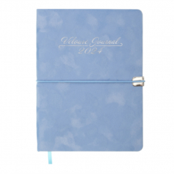 Щоденник датов. 2024 VELOUR, A5, блакитний, штуч. шкіра