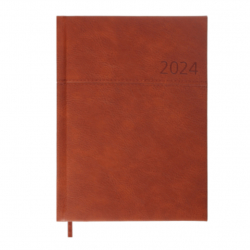 Щоденник датов. 2024 ORION, A5, св.коричневий, штуч. шкіра/поролон
