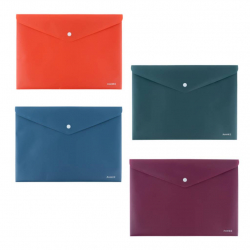 Папка-конверт на кнопці А4 прозор. Axent асорті