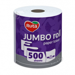 Рушник паперовий 2-шар. білий Ruta JUMBO 1рул (500 відр.)
