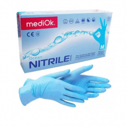 Рукавички нітрілові 3,5г М mediOk Nitrile BlueSky (100шт./уп.), сині